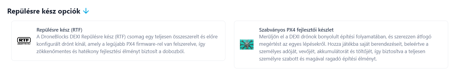 Repülésre kész opciók